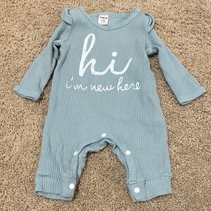 SHEIN Kids Green Ribbed Footie